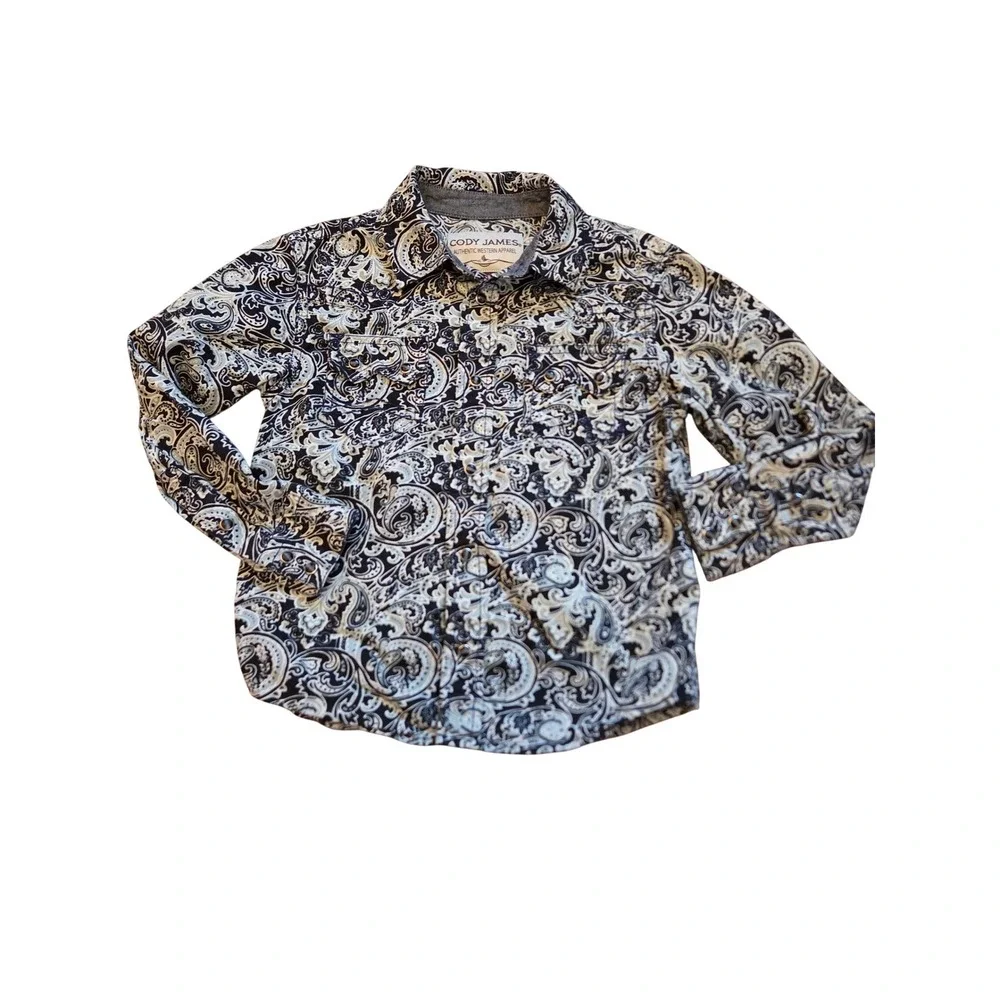 Cody James Authentic Western Apparel‎ Kids Long Sleeve Paisley Print Snap Shirt